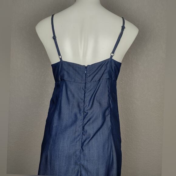 Saks Fifth Avenue Threads Maxi Denim Blue Slip Lyocell Dress Size Small - Picture 8 of 16